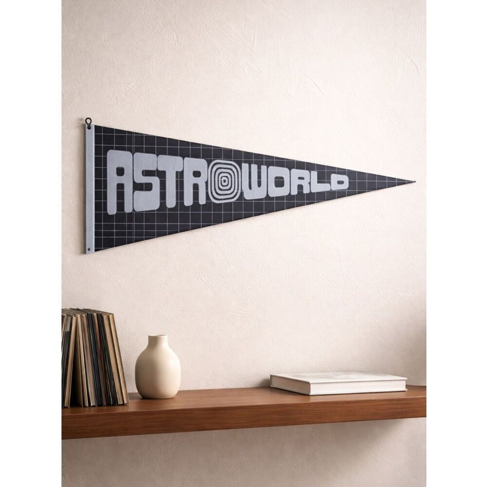 NWOT - Travis Scott 2021 ASTROWORLD Tour Pennant Flag- 24” Black/Blue Gray Flag
